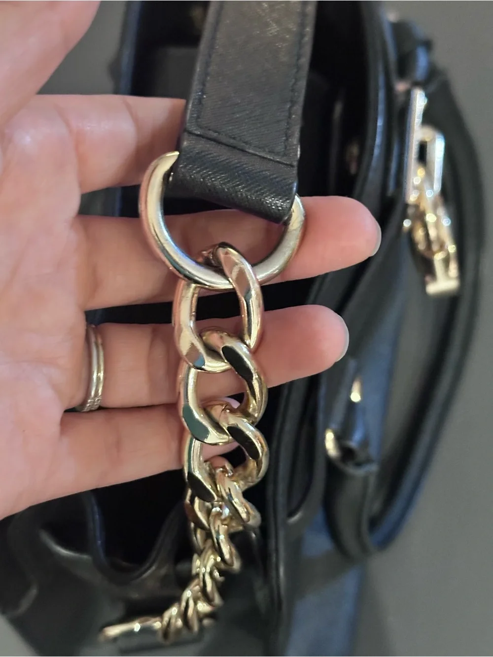 Michael Kors Hamilton Black Saffiano Leather with Gold Accent Lock